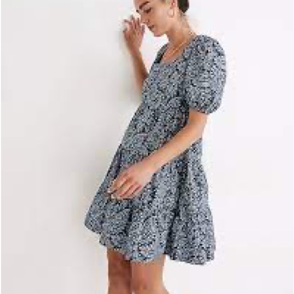 Poplin-Pop Sleeve Tiered Dress in Paisley Garden 💙💙💙by Madewell - Picture 3 of 13